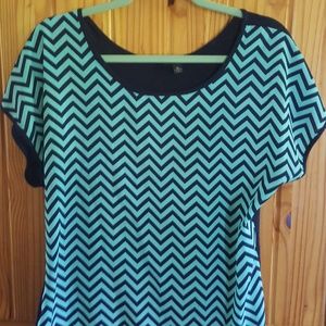 High low navy and teal blouse